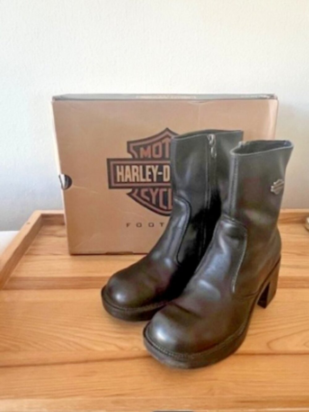 HARLEY DAVIDSON #81020 Pavement Boots Size 7.5 Black Leather